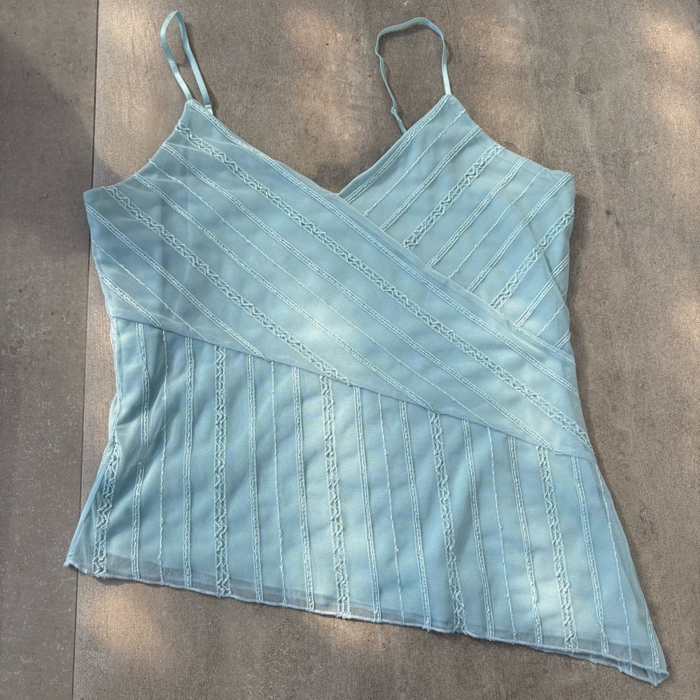 blue asymmetrical sequin cami